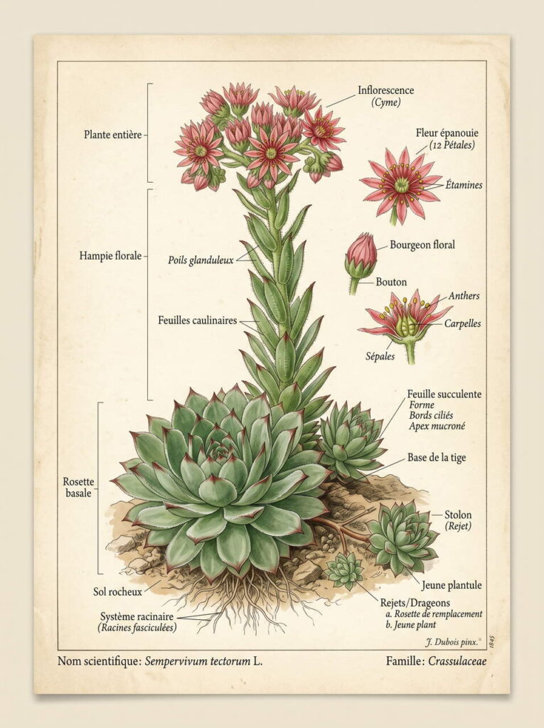 Illustration botanique de sempervirum