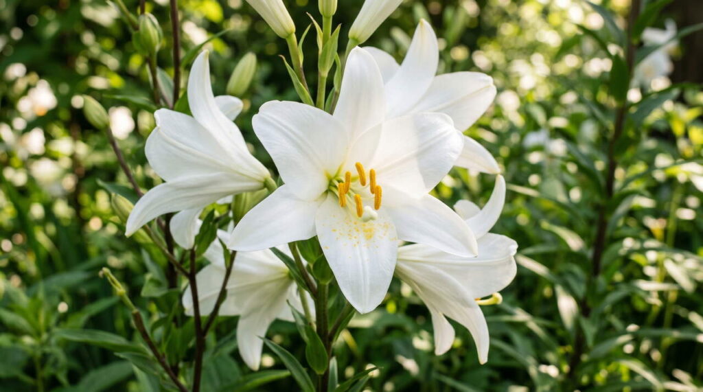 Lys blanc en fleurs