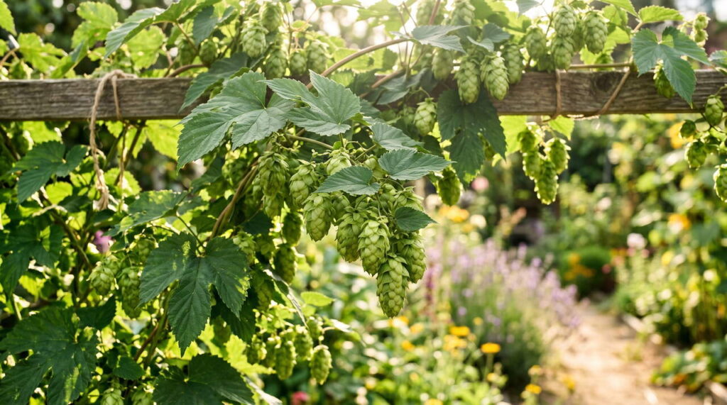 Humulus lupulus en fleurs
