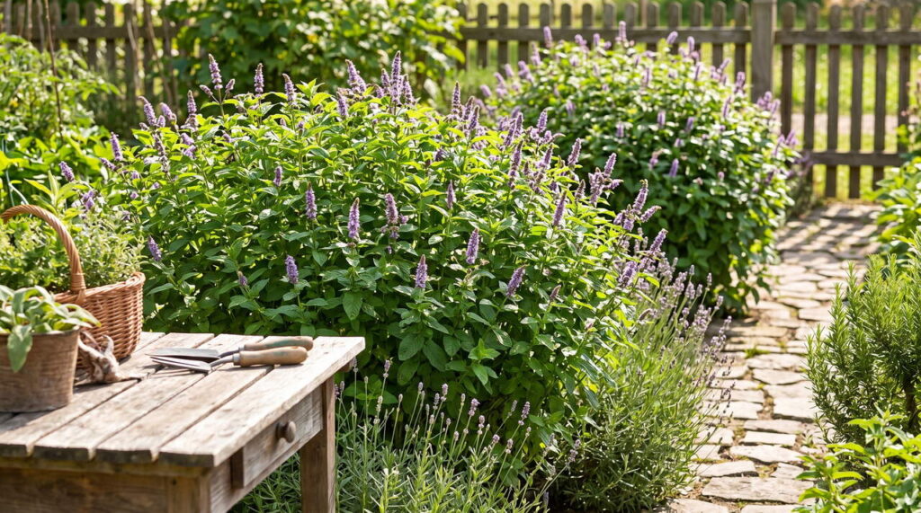 Plantes de menthe dans le jardin Menthe dans le jardin