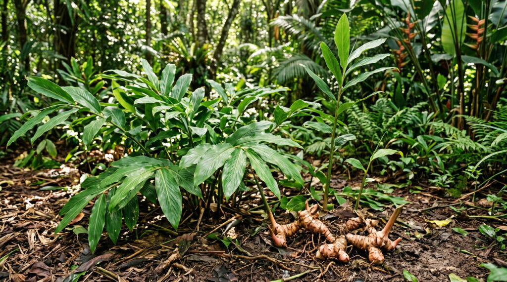 Galanga racine dans le jardin