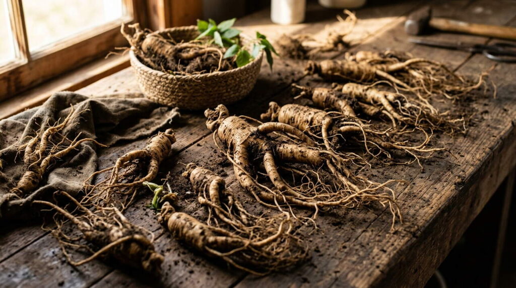 Racines de ginseng artistiques