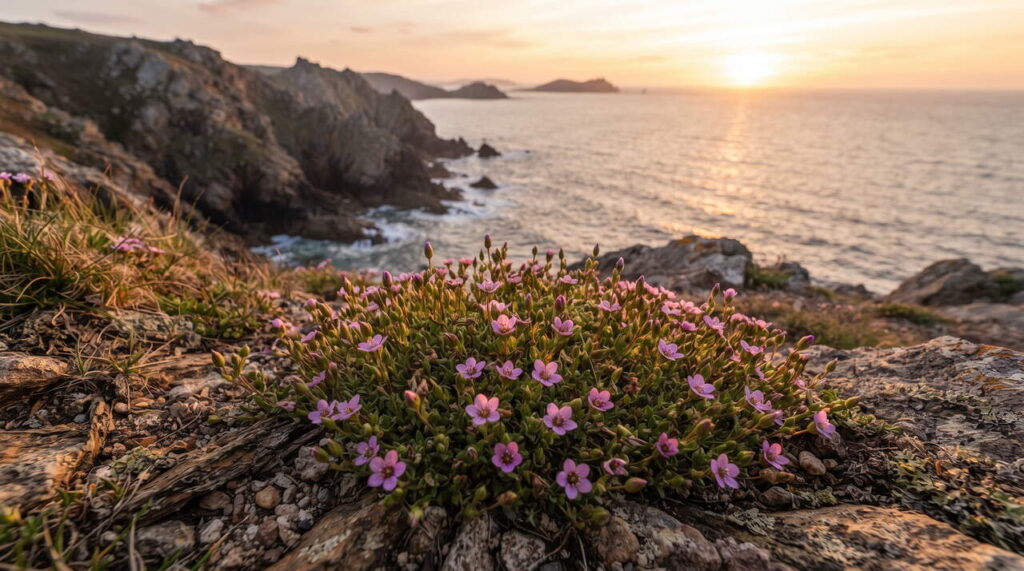 Arenaria rubra au coucher du soleil Arenaria rubra en milieu côtier