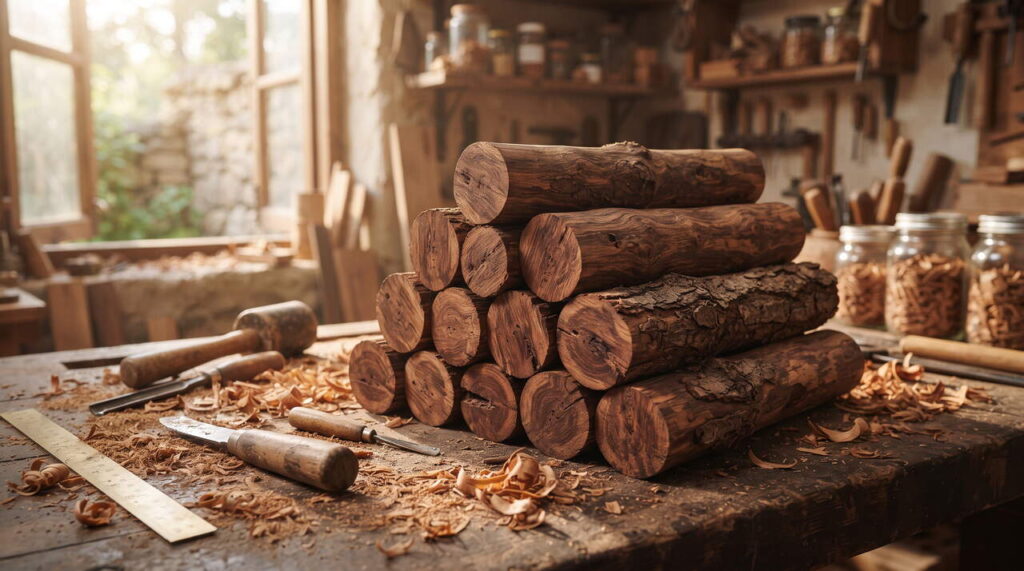 Bois de santal en atelier