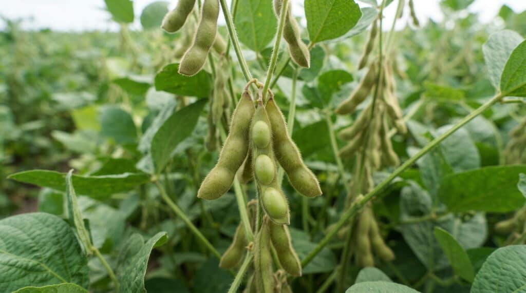 Plante glycine max en été