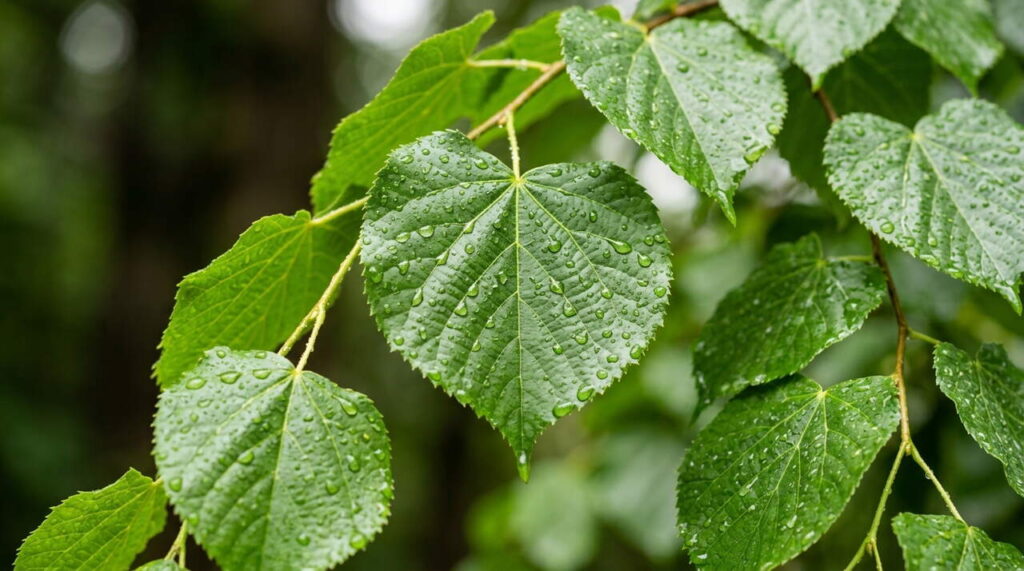 Gros plan feuilles tilleul cordata
