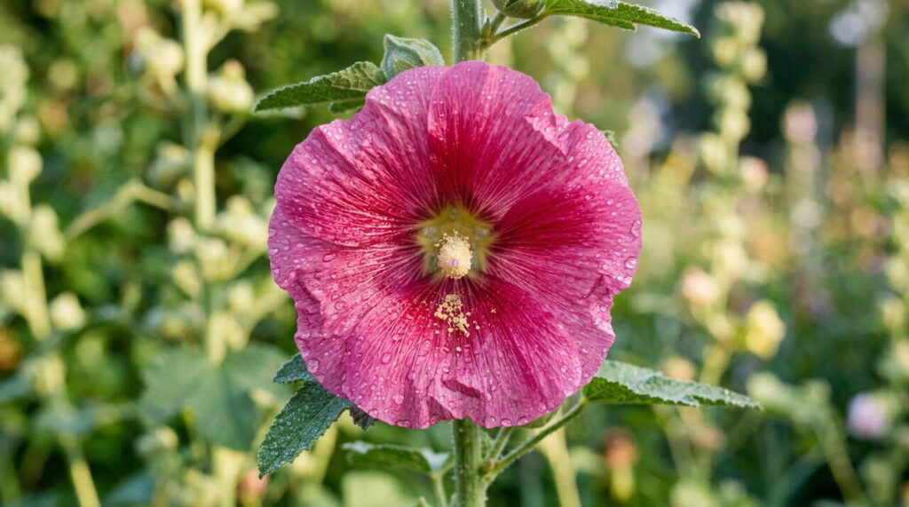 Détails de la rose trémière en gros