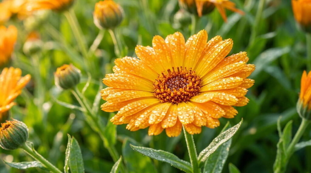 Fleurs de calendula en gros plan