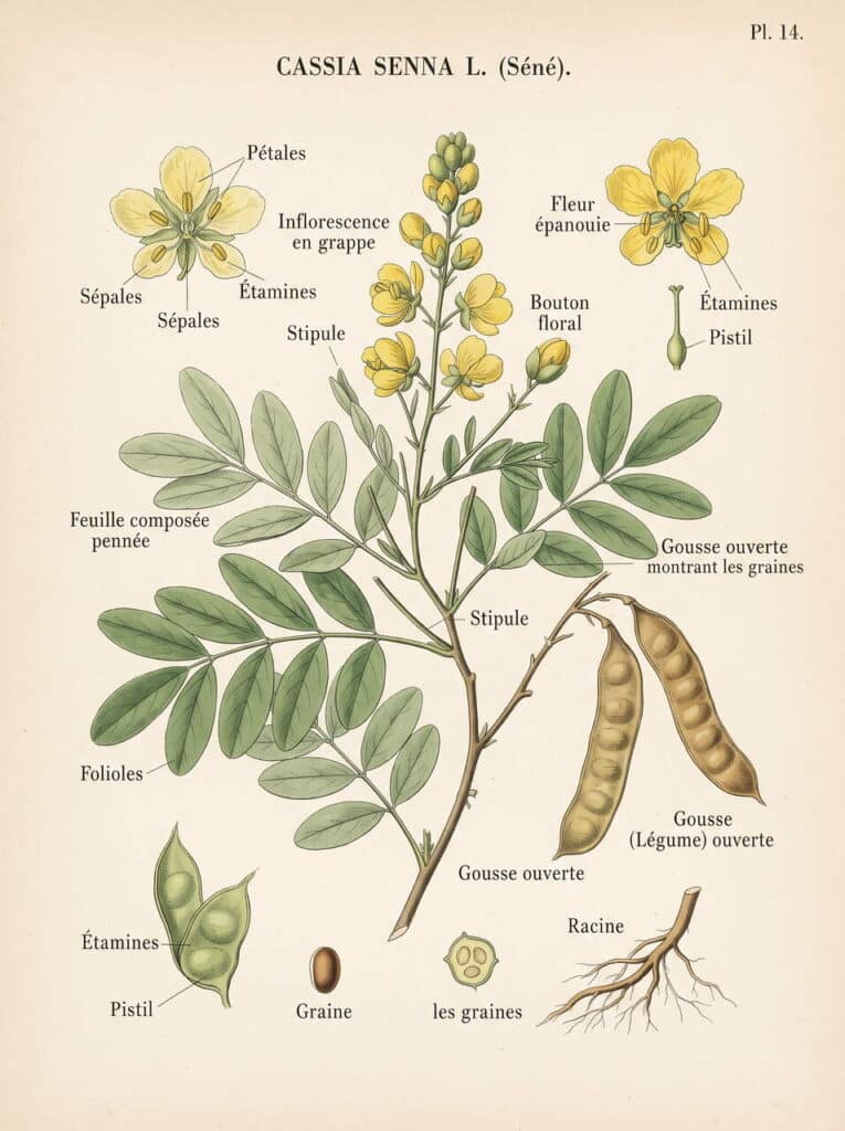 Illustration botanique Cassia senna