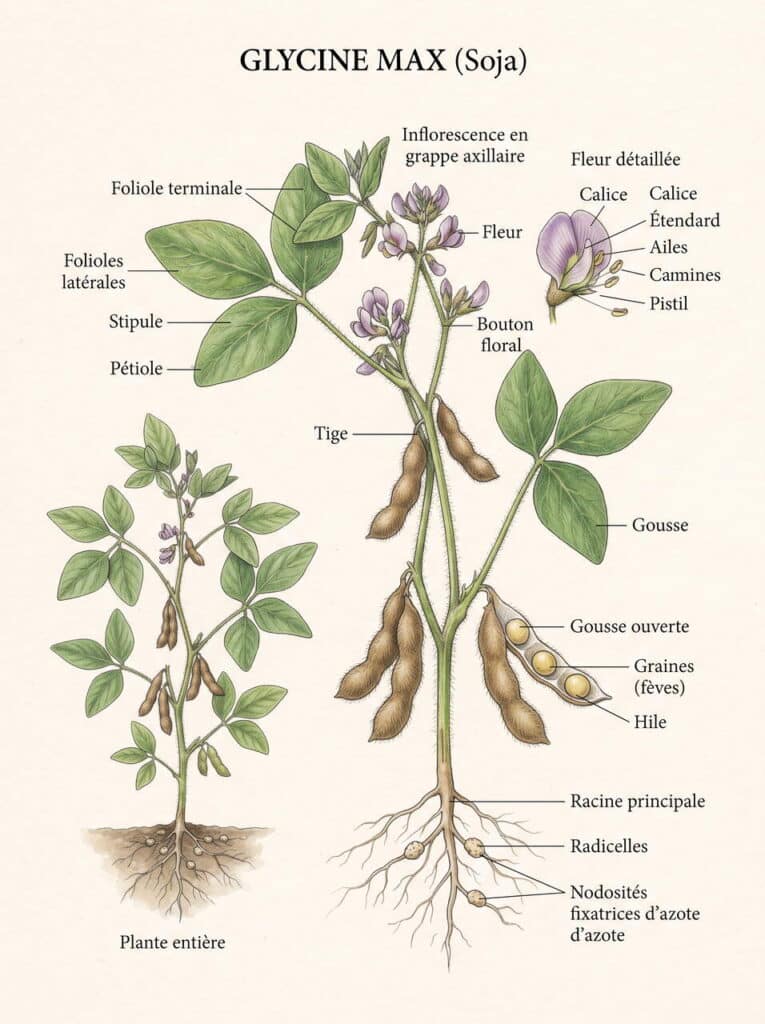 Illustration gousses glycine max