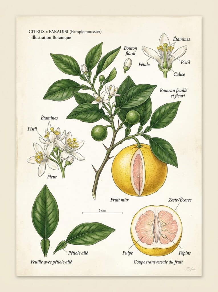 Botanique pamplemousse illustration