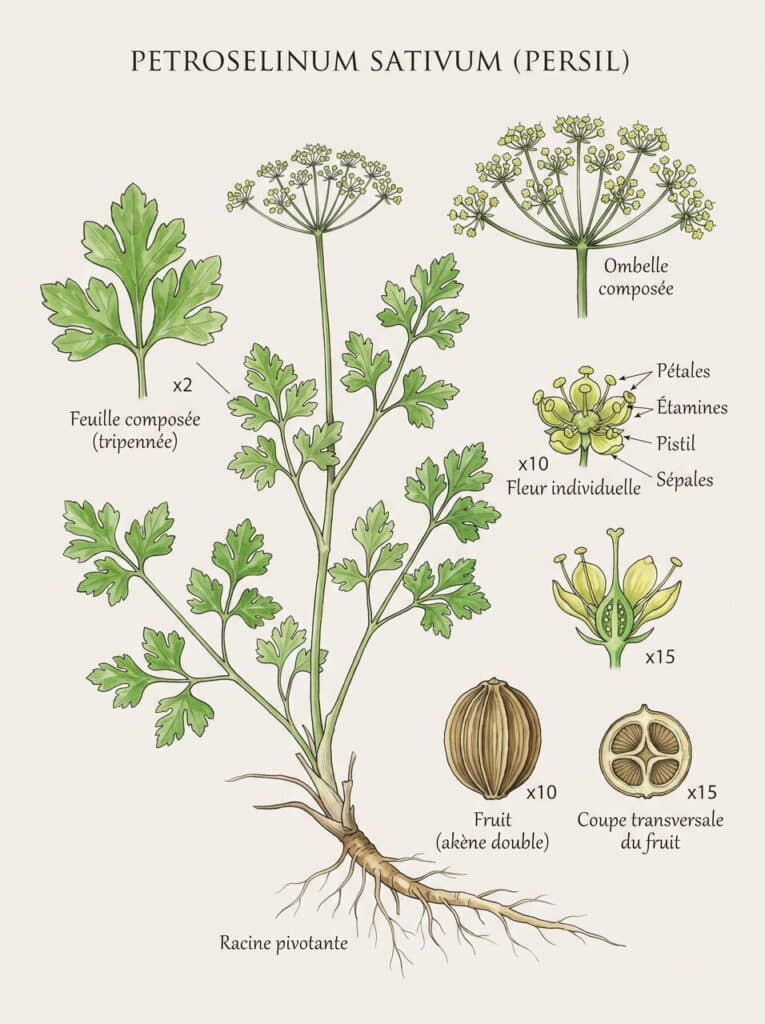 Illustration botanique du persil Illustration botanique du persil