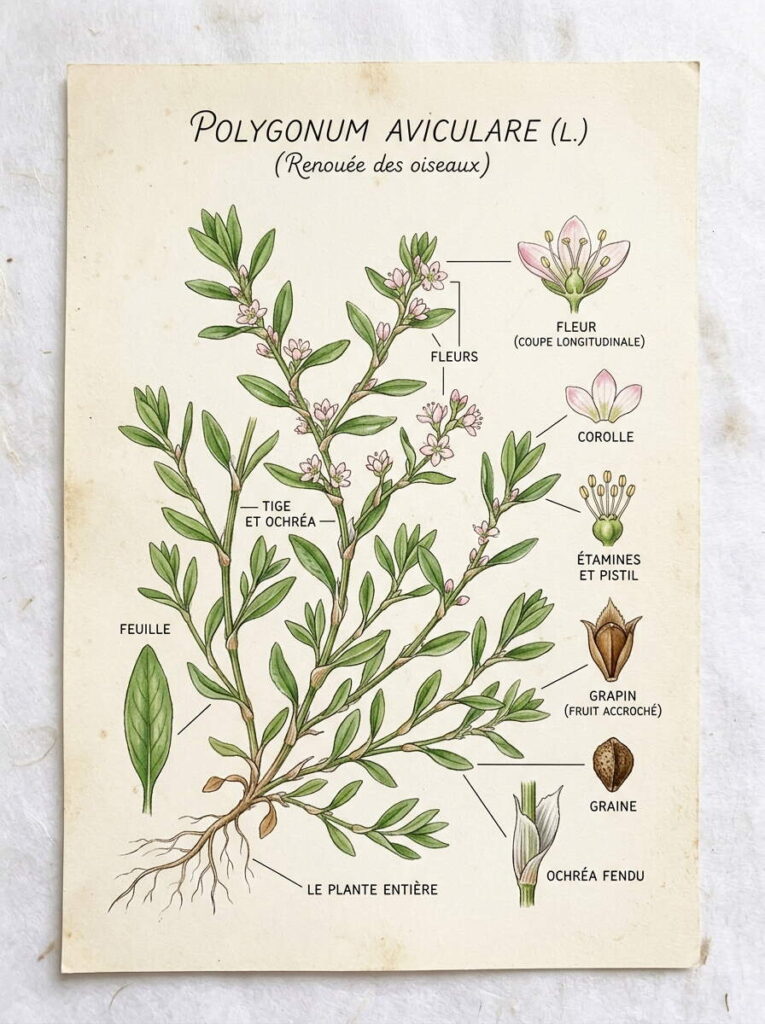 Illustration botanique du polygonium Polygonium aviculaire illustration