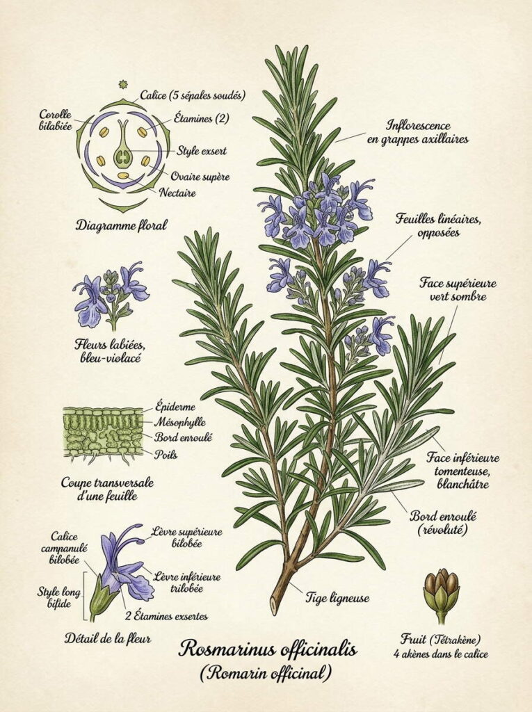 Illustration botanique du romarin Illustration botanique du romarin