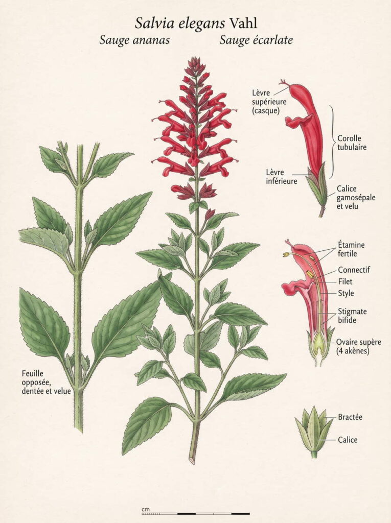 Illustration botanique Salvia elegans
