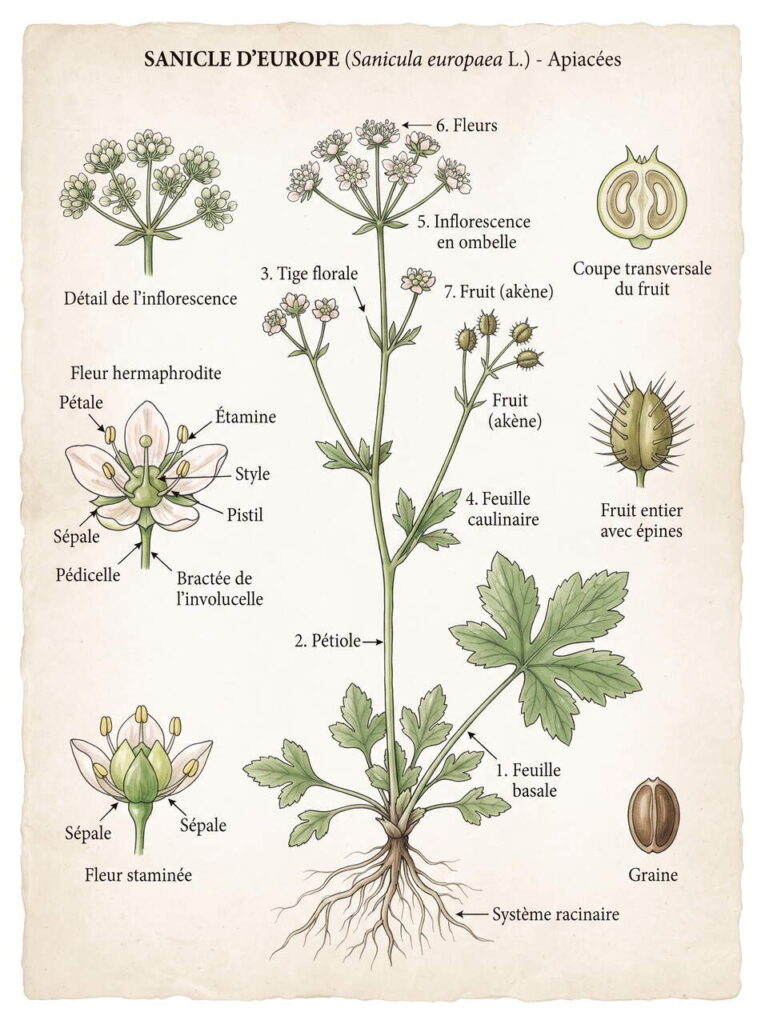 Illustration botanique sanicula europaea