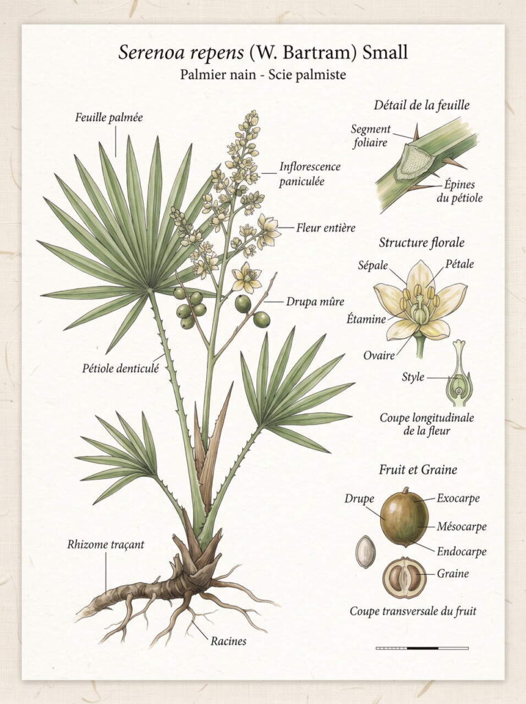 Illustration botanique de serrenoa repens Serrenoa repens