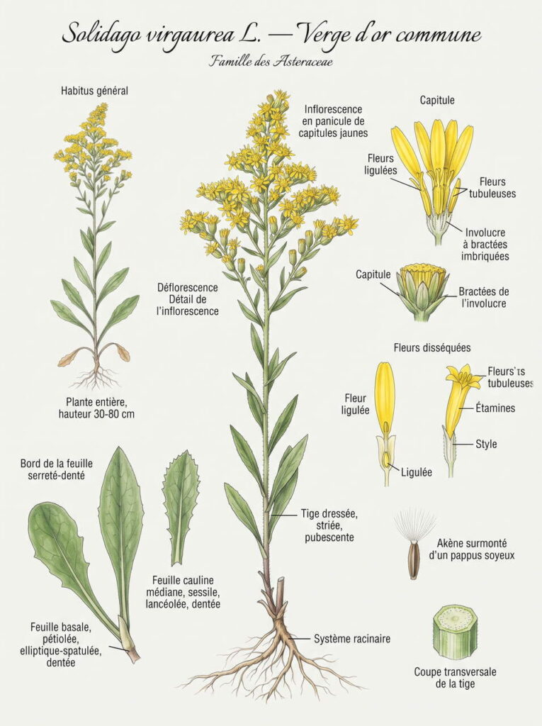 Détails botaniques de Solidago virgaurea