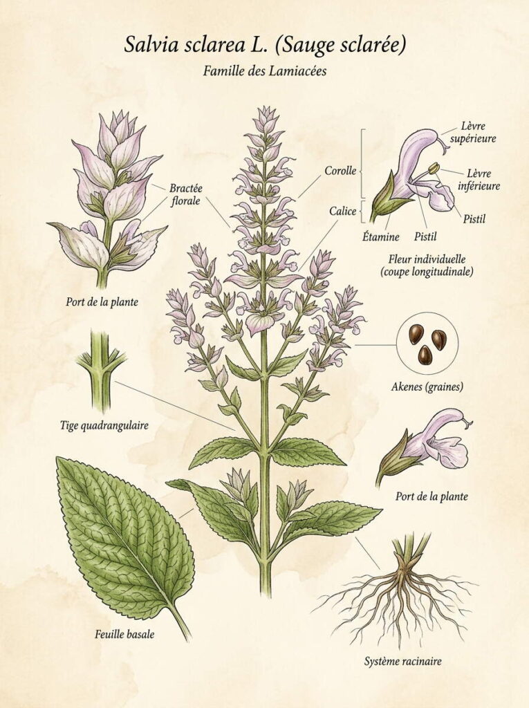 Illustration botanique de sauge