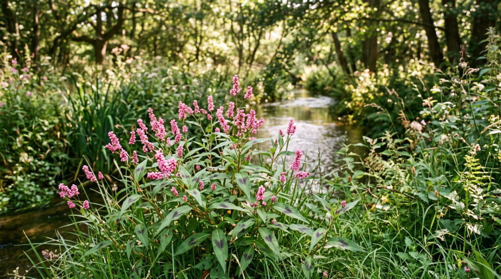 Persicaria maculosa en milieu naturel Persicaria maculosa en fleurs