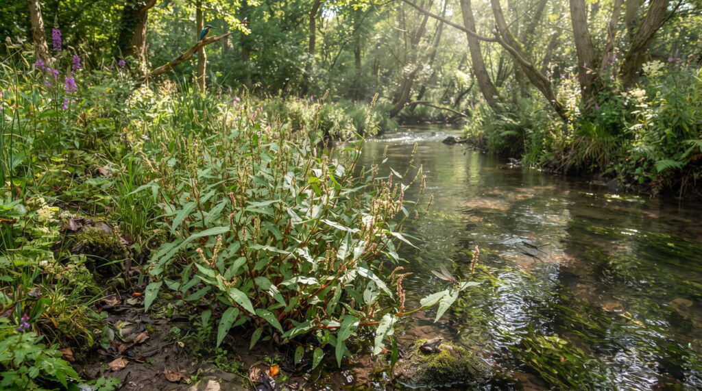 Poivre d'eau près d'un ruisseau Plantes de poivre d'eau
