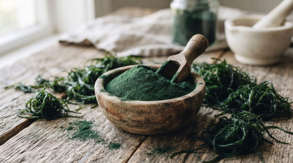 Poudre de spiruline en détail