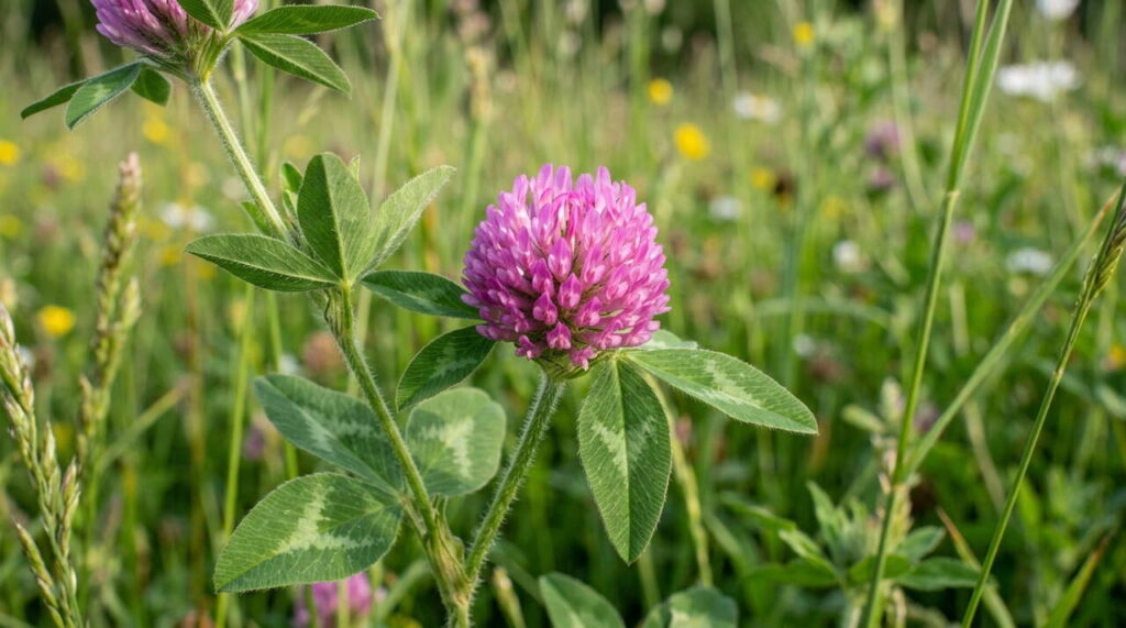 Trifolium pratense en fleurs