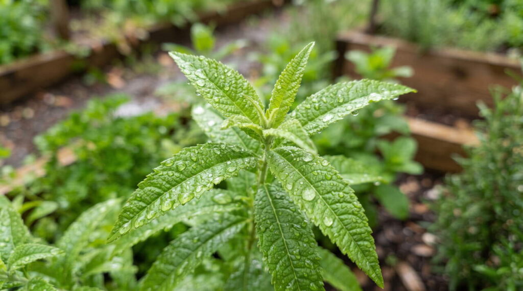 Gros plan sur feuilles de lippia