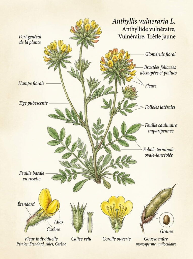 Illustration botanique d'Anthyllis Anthyllis vulnéraria