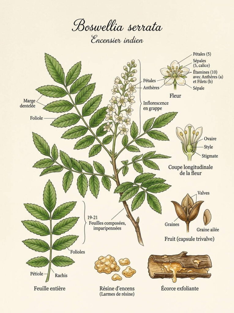 Fleurs et feuilles de Boswellia