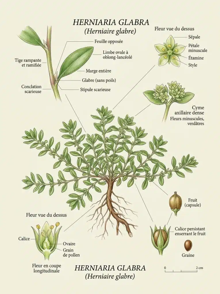 Herniaria glabra illustration botanique