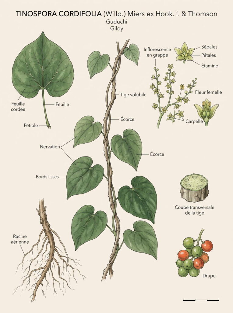 Illustration botanique de tinospora