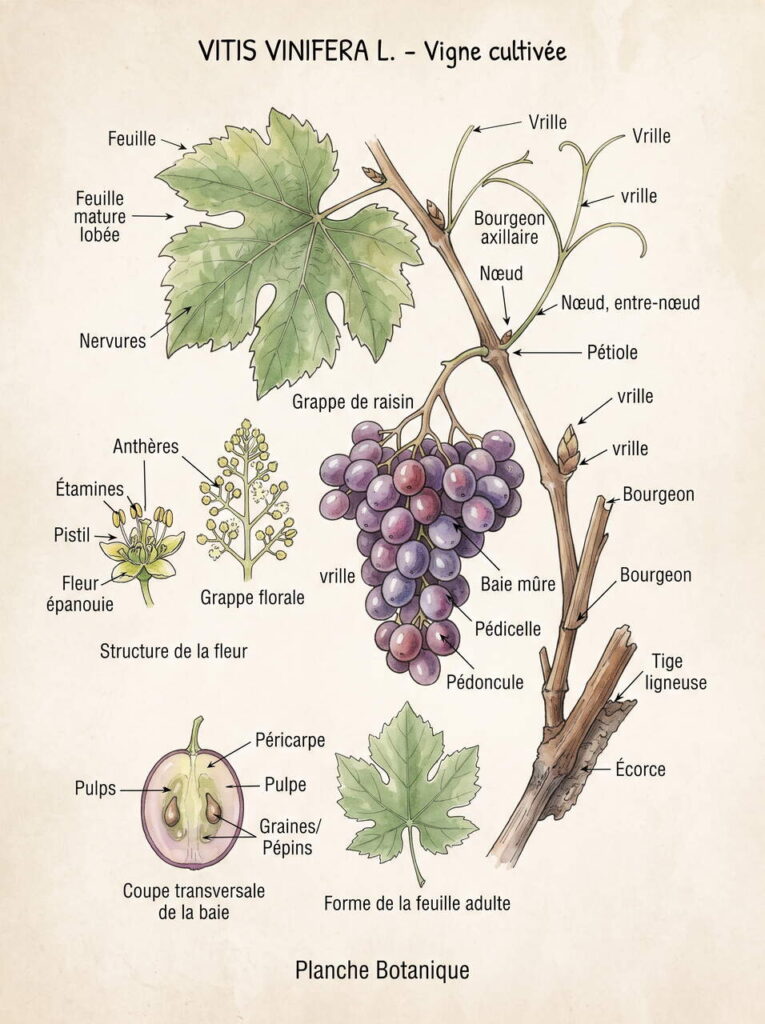 Illustration botanique de raisin