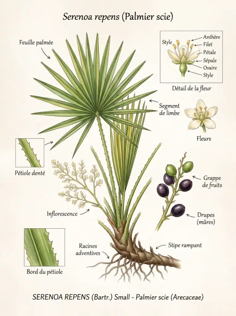 Illustration botanique palmier nain
