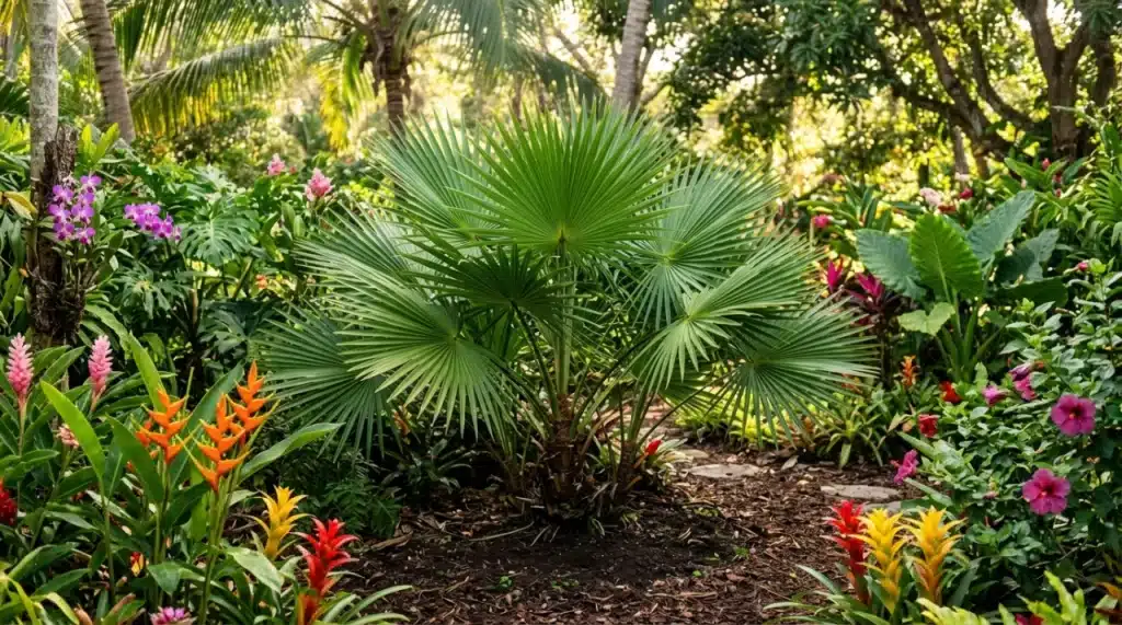 Palmier nain dans jardin tropical